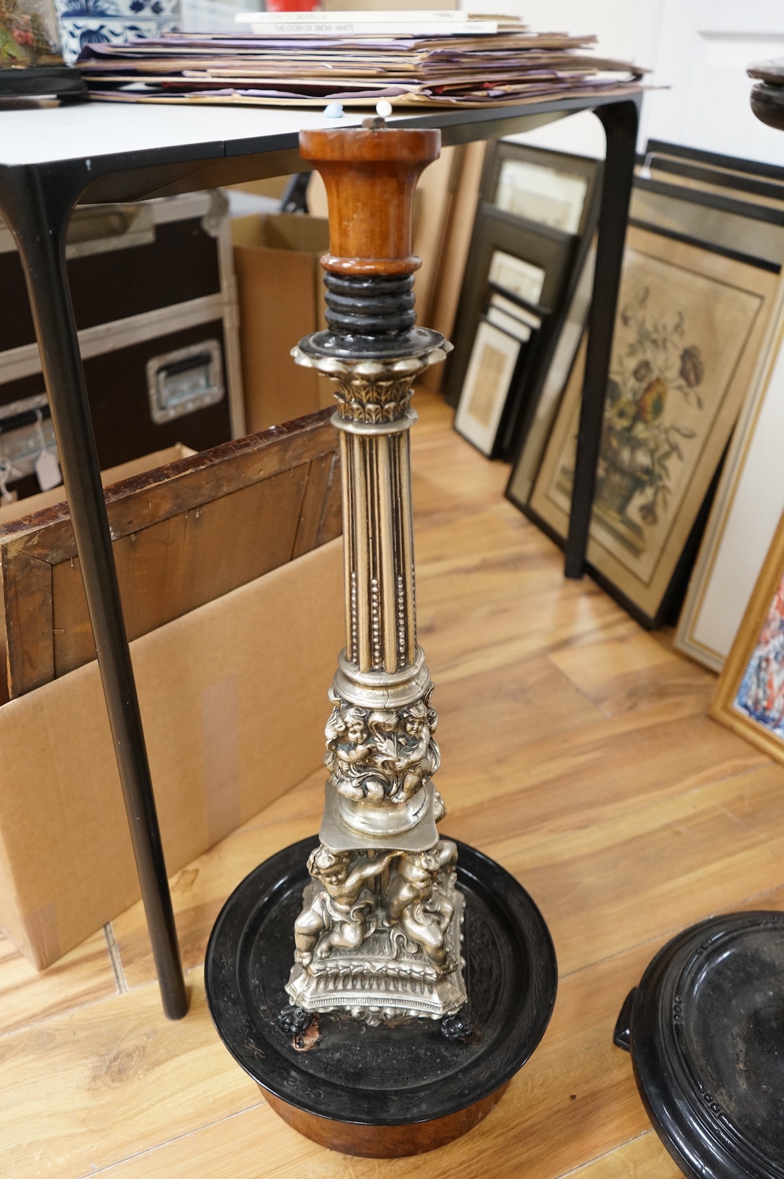 Two walking stick stands, one with horse head finial, largest 115cm high (one a.f.)